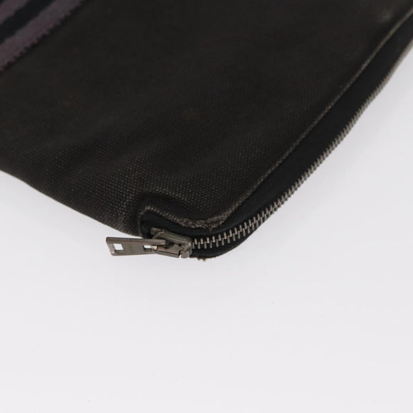 HERMES Perth GM Long Wallet Canvas Black Auth bs32950