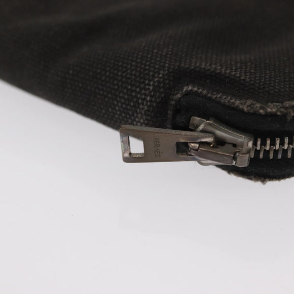 HERMES Perth GM Long Wallet Canvas Black Auth bs32950