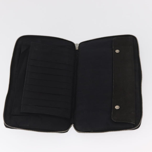 HERMES Perth GM Long Wallet Canvas Black Auth bs32950