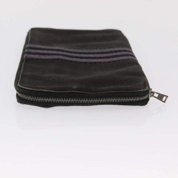 HERMES Perth GM Long Wallet Canvas Black Auth bs32950