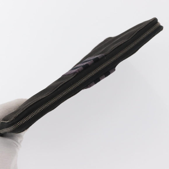 HERMES Perth GM Long Wallet Canvas Black Auth bs32950