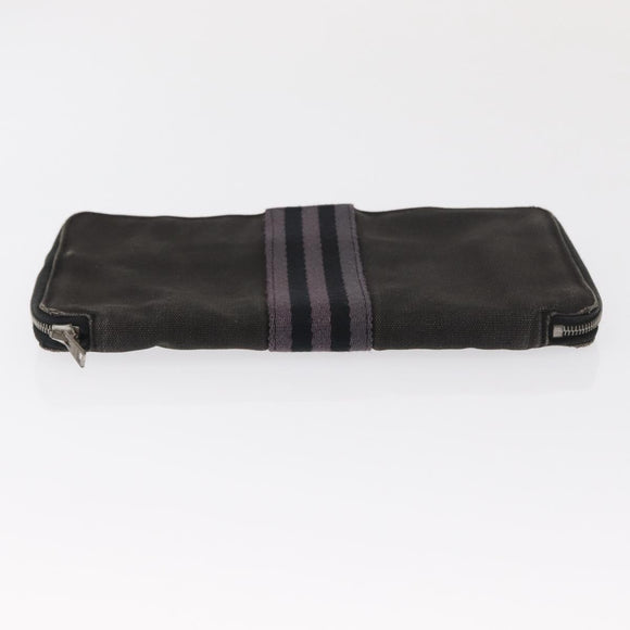 HERMES Perth GM Long Wallet Canvas Black Auth bs32950