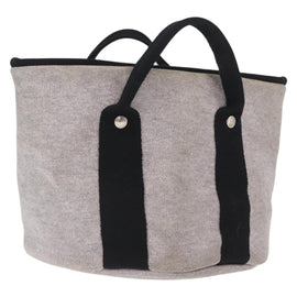 HERMES Sac à bichette Hand Bag Canvas Gray Auth bs32952
