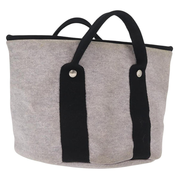 HERMES Sac à bichette Hand Bag Canvas Gray Auth bs32952