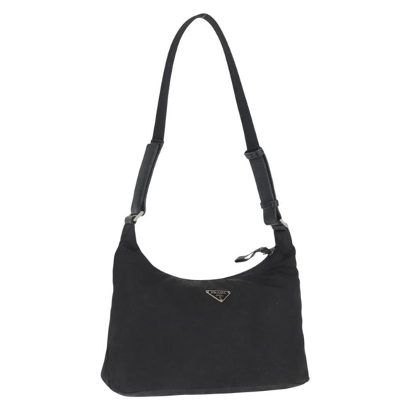 PRADA Umhängetasche Nylon Schwarz Silber Auth bs32954