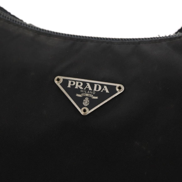 PRADA Umhängetasche Nylon Schwarz Silber Auth bs32954