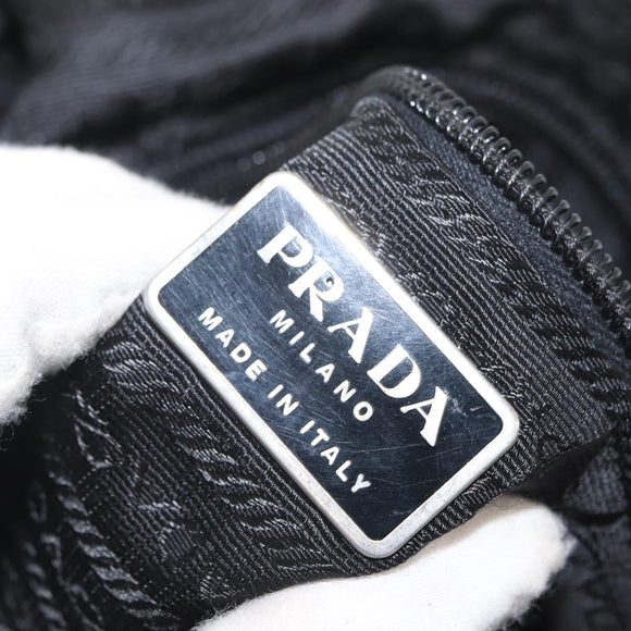 PRADA Umhängetasche Nylon Schwarz Silber Auth bs32954