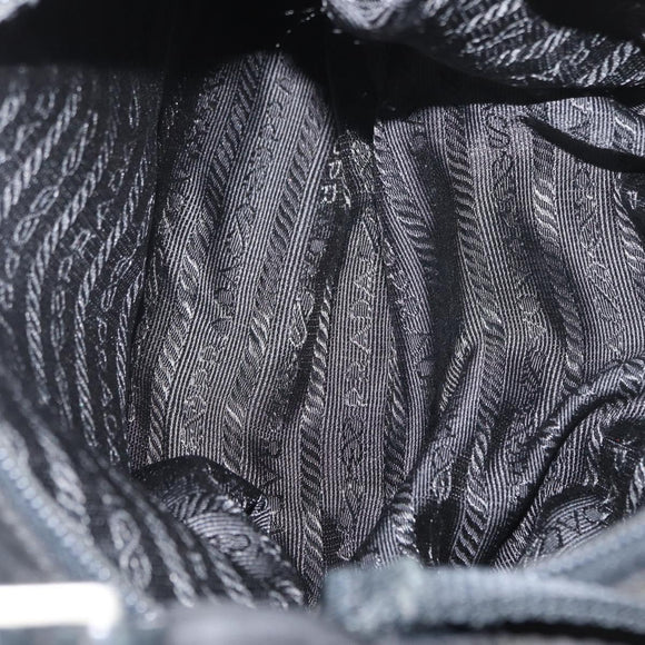 PRADA Umhängetasche Nylon Schwarz Silber Auth bs32954