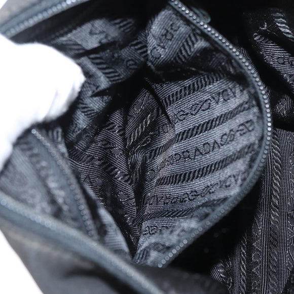 PRADA Umhängetasche Nylon Schwarz Silber Auth bs32954