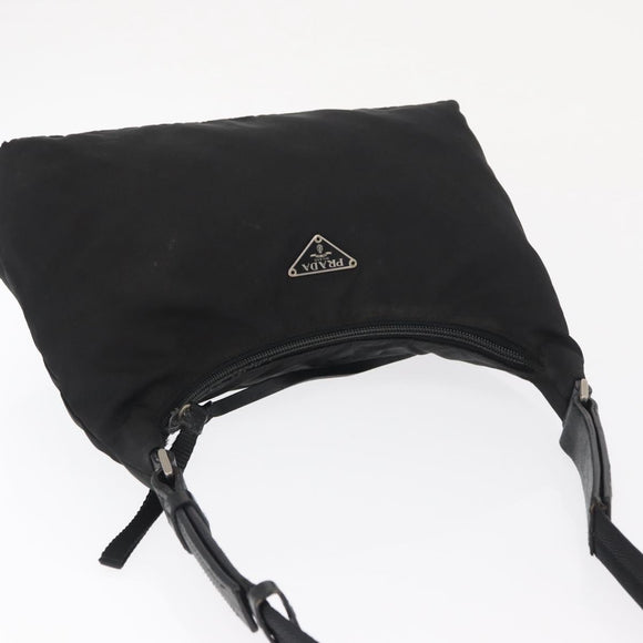 PRADA Umhängetasche Nylon Schwarz Silber Auth bs32954