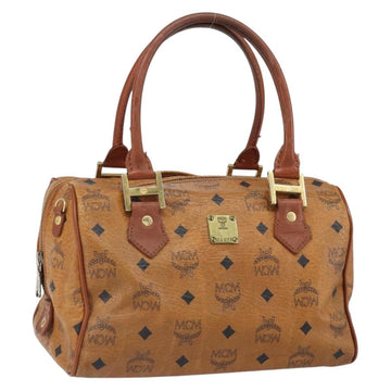 MCM Vicetos Logogram Hand Bag PVC Leather Brown Gold Auth bs32955