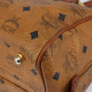MCM Vicetos Logogram Hand Bag PVC Leather Brown Gold Auth bs32955-9