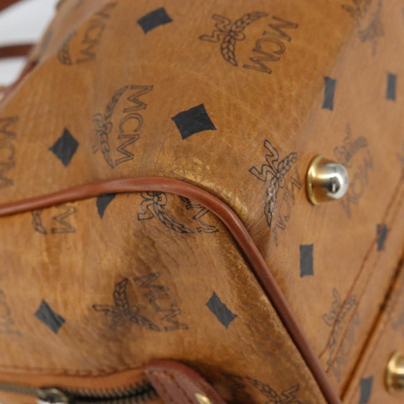 MCM Vicetos Logogram Hand Bag PVC Leather Brown Gold Auth bs32955