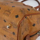 MCM Vicetos Logogram Hand Bag PVC Leather Brown Gold Auth bs32955-15