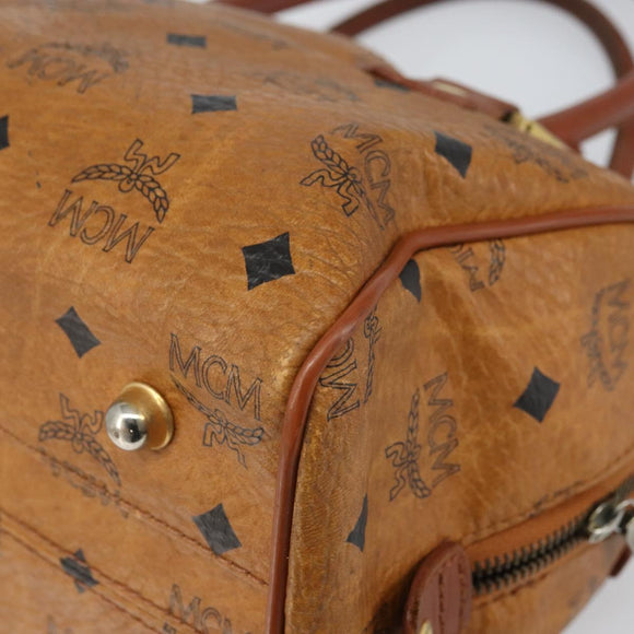 MCM Vicetos Logogram Hand Bag PVC Leather Brown Gold Auth bs32955