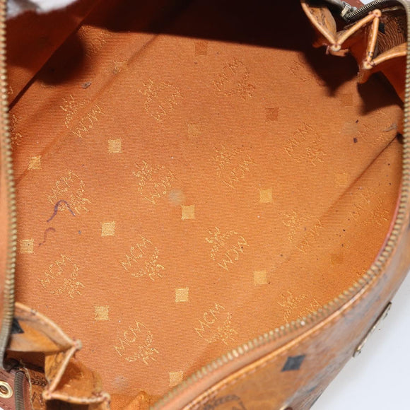 MCM Vicetos Logogram Hand Bag PVC Leather Brown Gold Auth bs32955