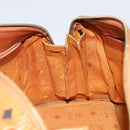 MCM Vicetos Logogram Hand Bag PVC Leather Brown Gold Auth bs32955-18