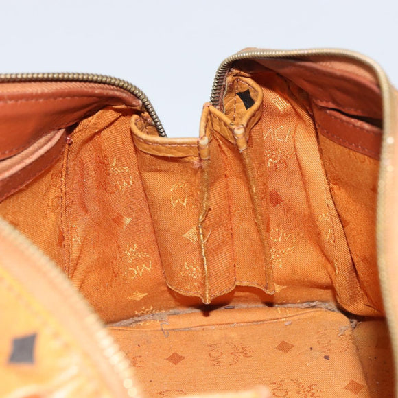 MCM Vicetos Logogram Hand Bag PVC Leather Brown Gold Auth bs32955