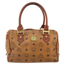 MCM Vicetos Logogram Hand Bag PVC Leather Brown Gold Auth bs32955-13