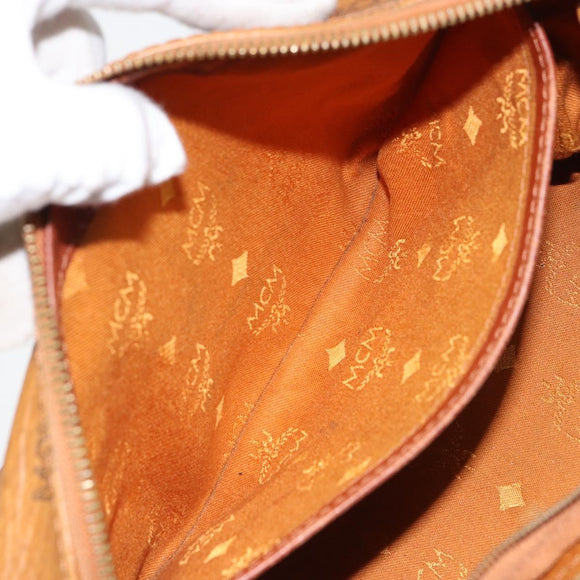 MCM Vicetos Logogram Hand Bag PVC Leather Brown Gold Auth bs32955