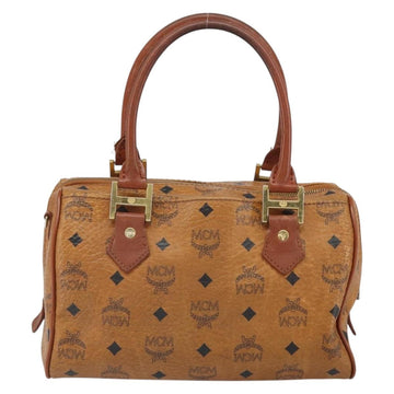 MCM Vicetos Logogram Hand Bag PVC Leather Brown Gold Auth bs32955 - 0