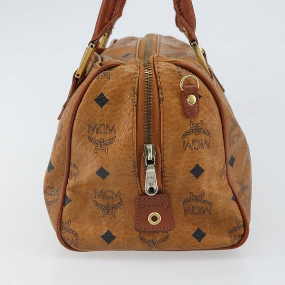 MCM Vicetos Logogram Hand Bag PVC Leather Brown Gold Auth bs32955