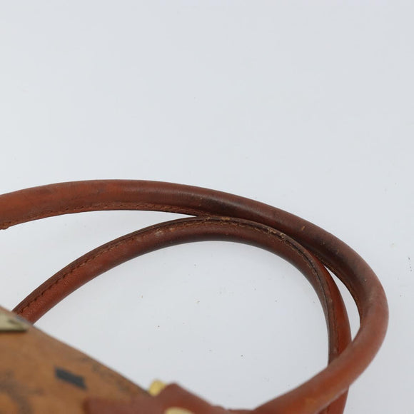 MCM Vicetos Logogram Hand Bag PVC Leather Brown Gold Auth bs32955