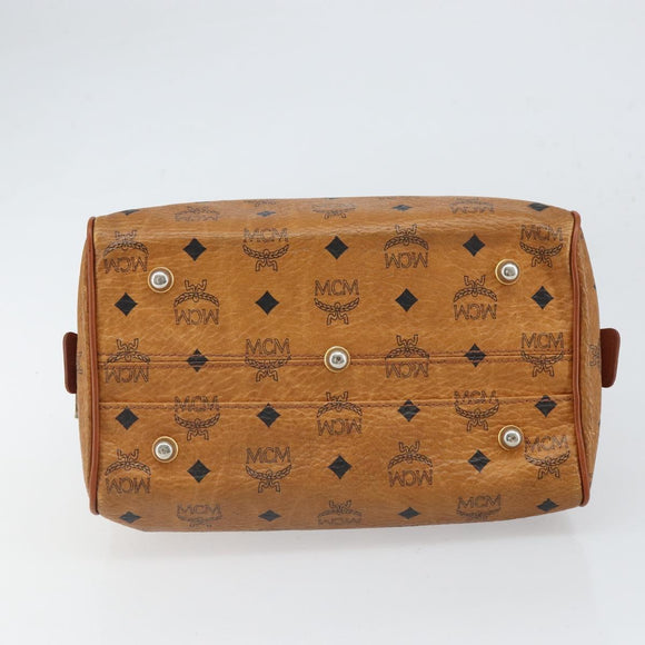 MCM Vicetos Logogram Hand Bag PVC Leather Brown Gold Auth bs32955