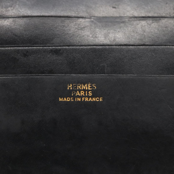 HERMES Saumur Diane Wallet Leather Black Auth bs32957