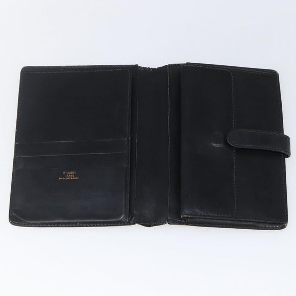 HERMES Saumur Diane Wallet Leather Black Auth bs32957