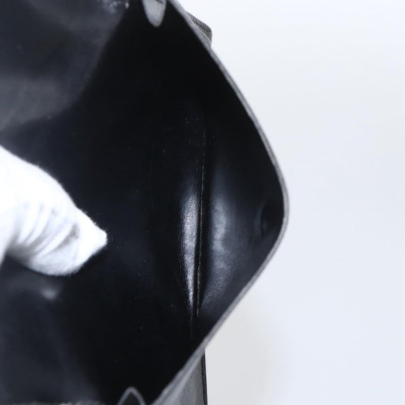 HERMES Saumur Diane Wallet Leather Black Auth bs32957