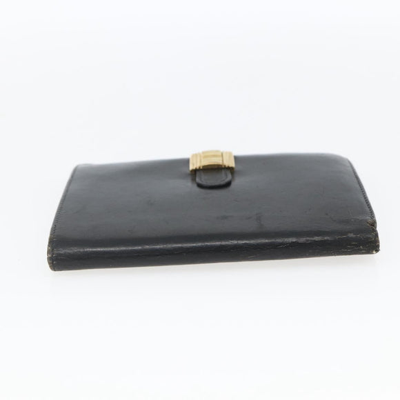 HERMES Saumur Diane Wallet Leather Black Auth bs32957