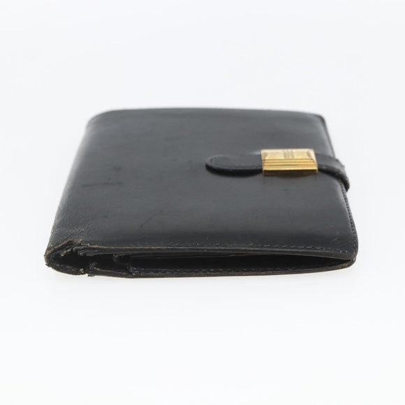 HERMES Saumur Diane Wallet Leather Black Auth bs32957