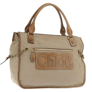 Chloe Harley Hand Bag Canvas Beige Gold Auth bs32961