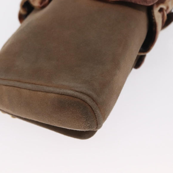 DOLCE&GABBANA Chain Shoulder Bag Suede Brown Gold Auth bs32962