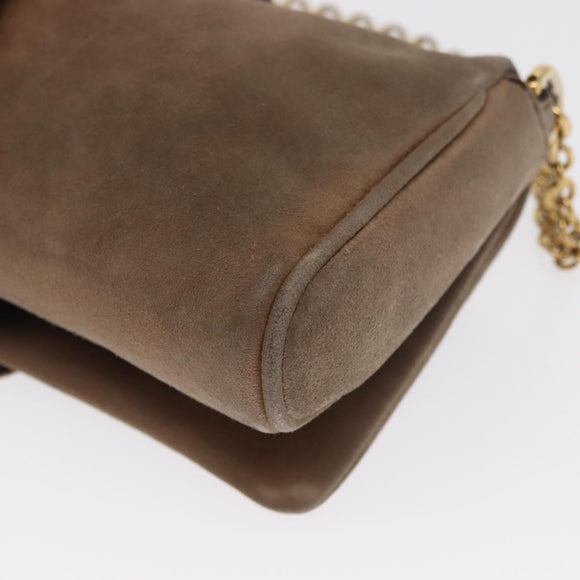 DOLCE&GABBANA Chain Shoulder Bag Suede Brown Gold Auth bs32962