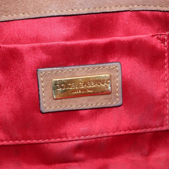 DOLCE&GABBANA Chain Shoulder Bag Suede Brown Gold Auth bs32962