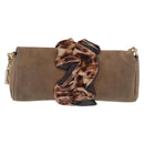 DOLCE&GABBANA Chain Shoulder Bag Suede Brown Gold Auth bs32962-2