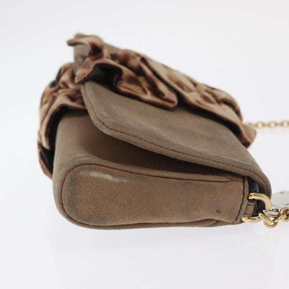 DOLCE&GABBANA Chain Shoulder Bag Suede Brown Gold Auth bs32962