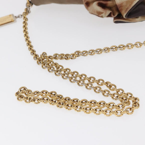 DOLCE&GABBANA Chain Shoulder Bag Suede Brown Gold Auth bs32962