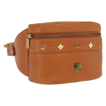 MCM Body Bag Leather Brown Gold Auth bs32963