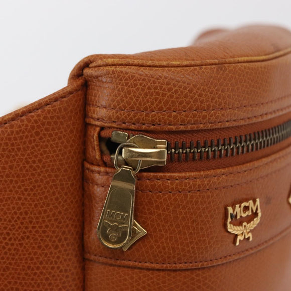 MCM Body Bag Leather Brown Gold Auth bs32963