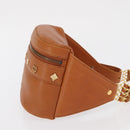 MCM Body Bag Leather Brown Gold Auth bs32963-3