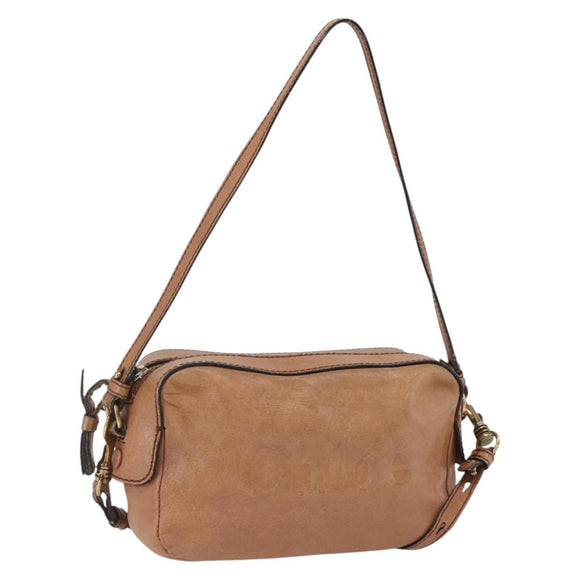 Chloe Shoulder Bag Leather Brown Gold Auth bs32964