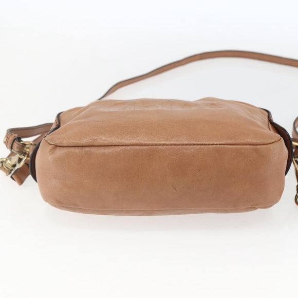 Chloe Shoulder Bag Leather Brown Gold Auth bs32964
