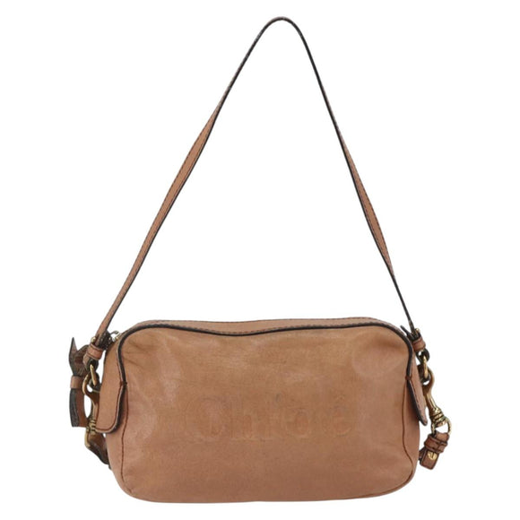 Chloe Shoulder Bag Leather Brown Gold Auth bs32964