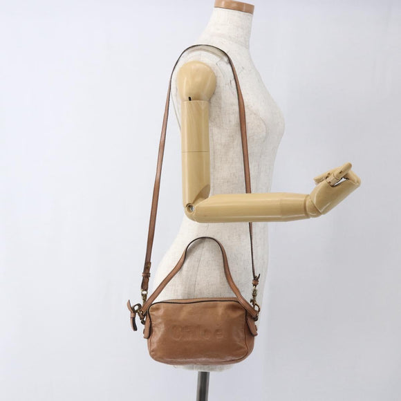 Chloe Shoulder Bag Leather Brown Gold Auth bs32964