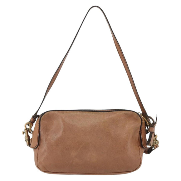Chloe Shoulder Bag Leather Brown Gold Auth bs32964