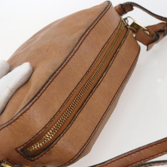 Chloe Shoulder Bag Leather Brown Gold Auth bs32964
