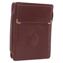 CARTIER Must Line Clutch Bag Leather Bordeaux Gold Auth bs32966-1